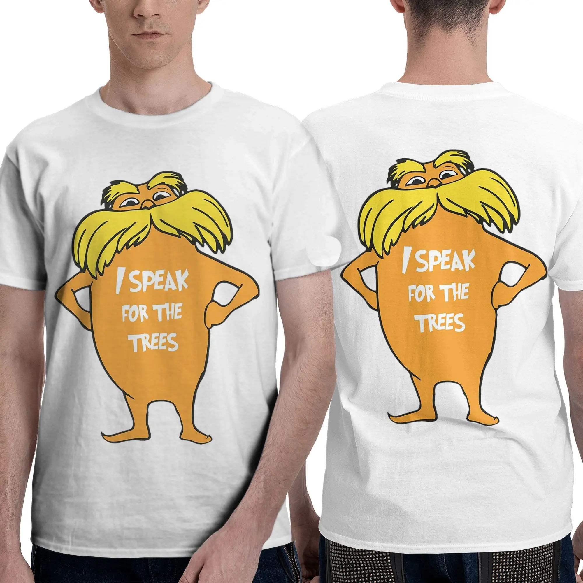 Lorax I speak for the trees so cute Men T-Shirt Double Sided Plus Size T Shirts Men's Round Neck Cotton Tees Short Summer Male