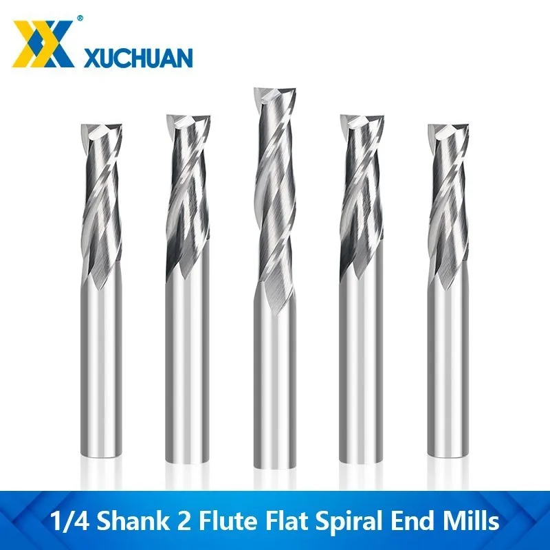 

2 Flutes Milling Cutter Carbide CNC End Mill For Woodworking Flat Mill Spiral Router Bit 1/4 Shank