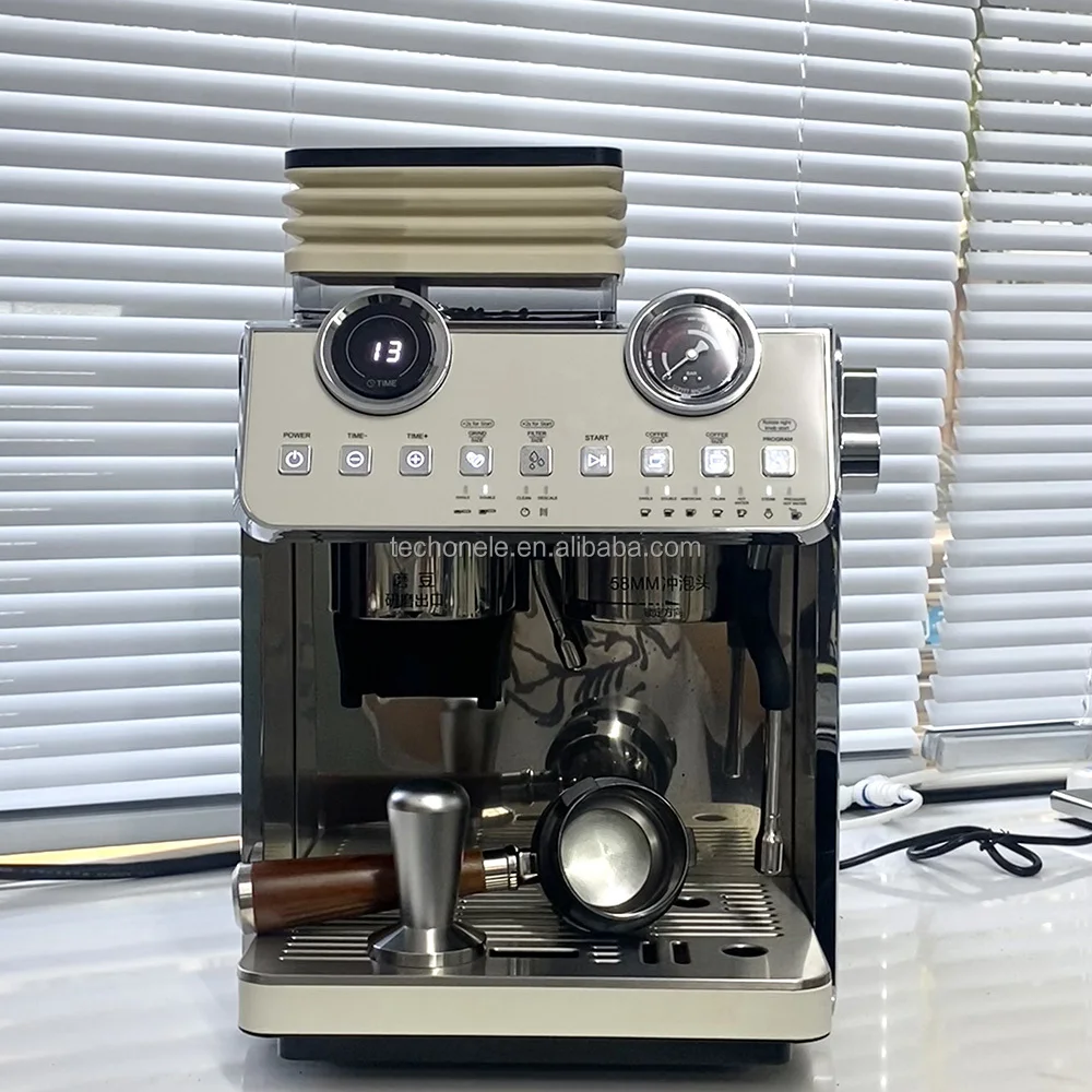 

ZILONG Luxury Double Boiler Double Pumps Electric Coffee Machine with Grinder Multi-Functional Espresso Machine for Hotel Shop