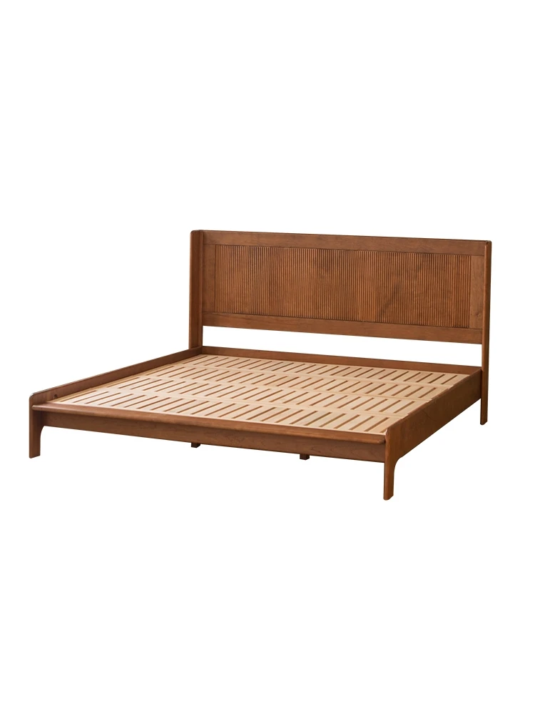 

North American black walnut solid wood light luxury French simple master bedroom double vintage cherry wood grille