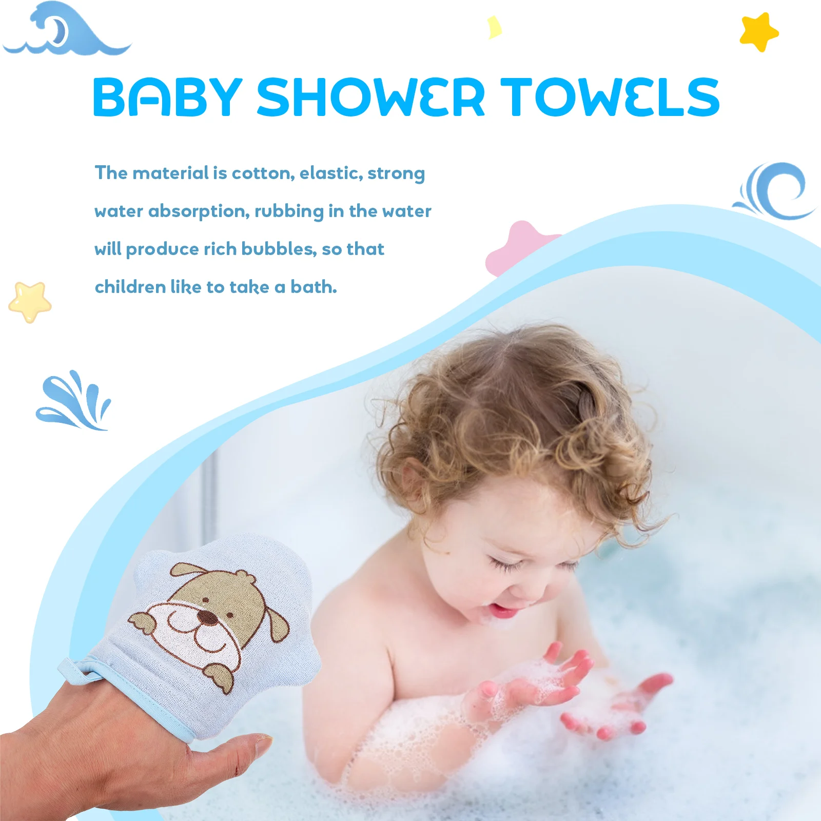 Guante de baño Toalla de baño Depurador creativo Suministros para bebés Práctico cepillo corporal Esfoliante