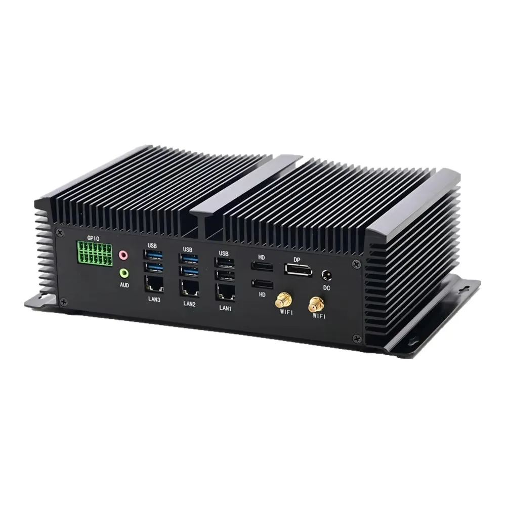 كمبيوتر صغير i7 1355U i5 1335U DDR5 Ram Nvme SSD كمبيوتر صناعي بدون مروحة 3xLan 8 * COM 8 * USB 1 * GPIO 2 * HDMI 1 * DP 4K @ 60 هرتز عرض