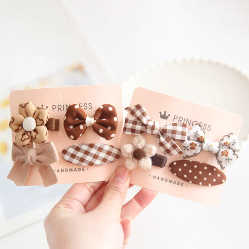 4pcs/set Mini Baby Girls Hair Clip Pin Cute Floral Bow Bunny Princess Hairpin for Toddler Lovely Bang Side Clip Hair Accessories