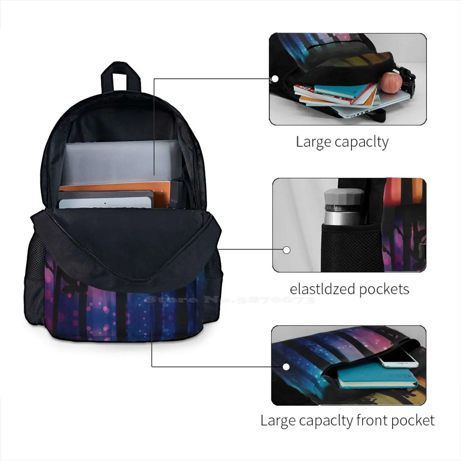 Stranger Fashion Travel Laptop School Backpack Bag Stranger Graphic Design