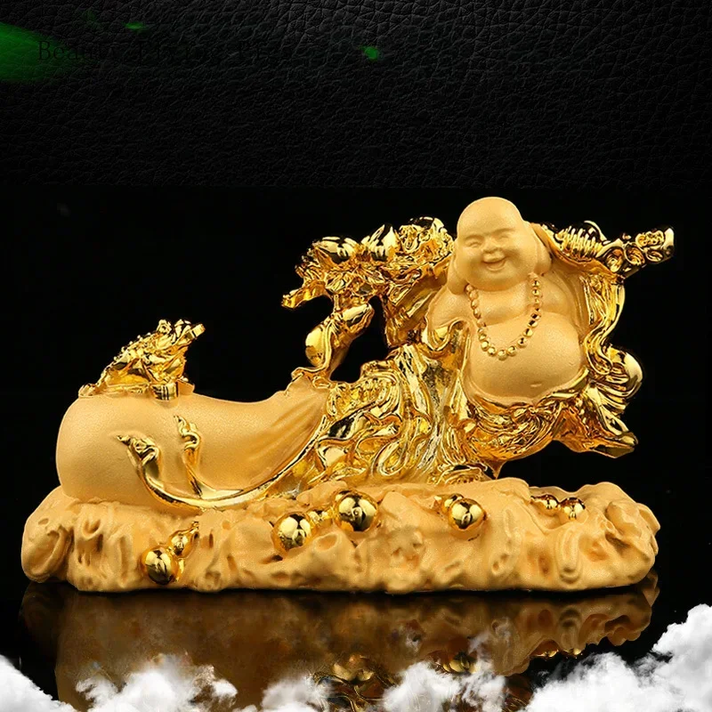 1PCS resin money bag Golden Cicada Buddha ornament Chinese style minimalist car number plate ornament gift high-end gift