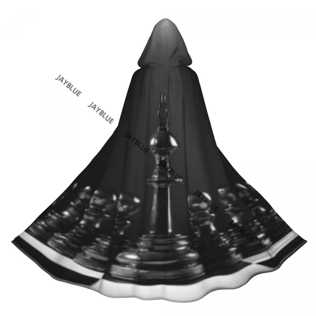 

Unisex Witch Party Reversible Hooded Adult Vampires Cape Cloak Black King Chess The-chessboard