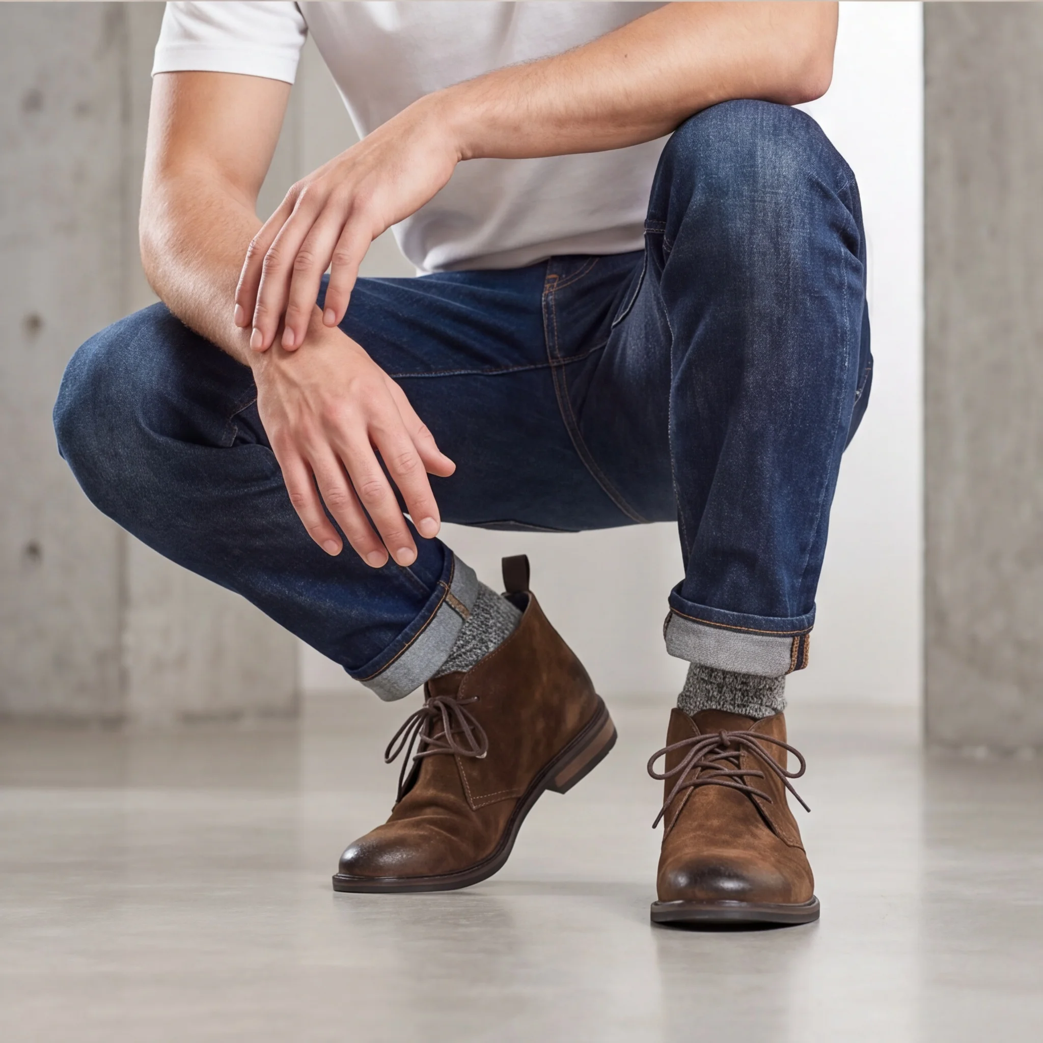 Echte Leder-Wüstenstiefel aus natürlichem Rindsleder, Herren-Chukka-Stiefel, modische, bequeme Marken-Knöchelstiefel aus Leder. # KD598 – Detail 9