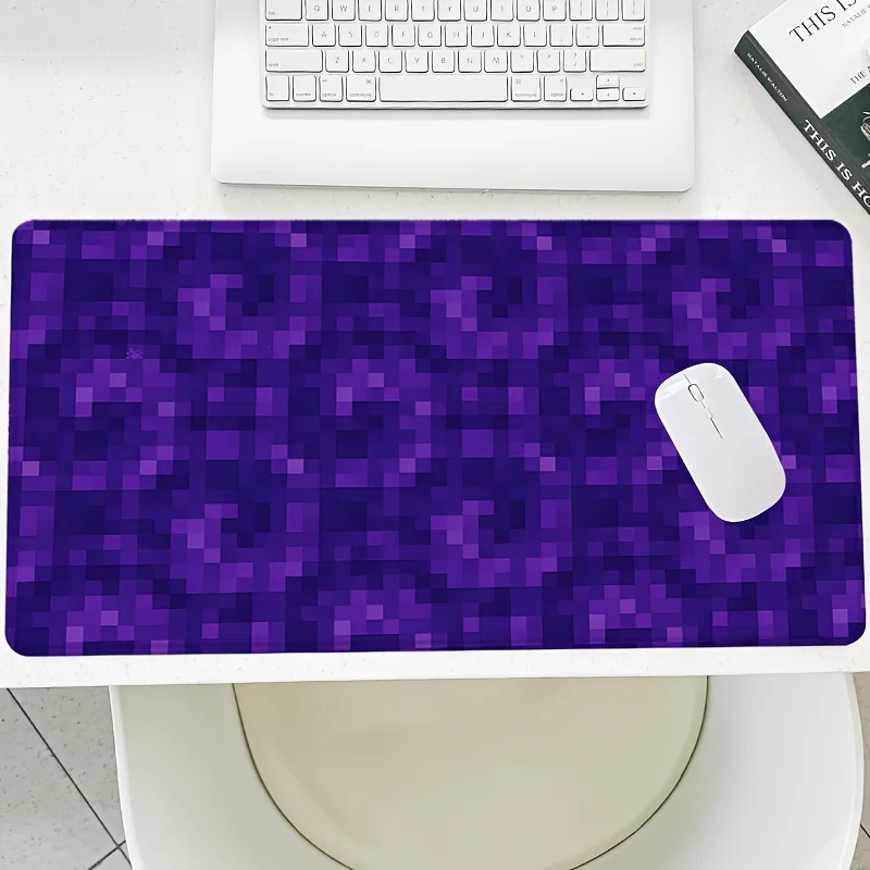 Retro Pixel Block Gaming Desk Mat 89.92x39.88cm Non-slip Rubber Base for Home Office