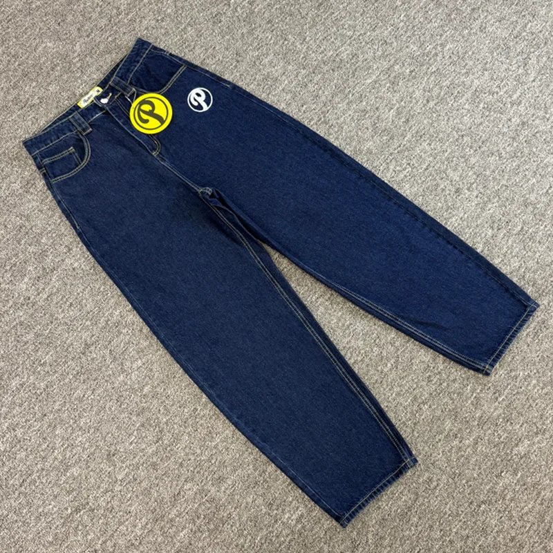 

High Quality Real Photo Protect Jeans Men Women Daily Casual Embroidery Straight-leg Denim Trousers