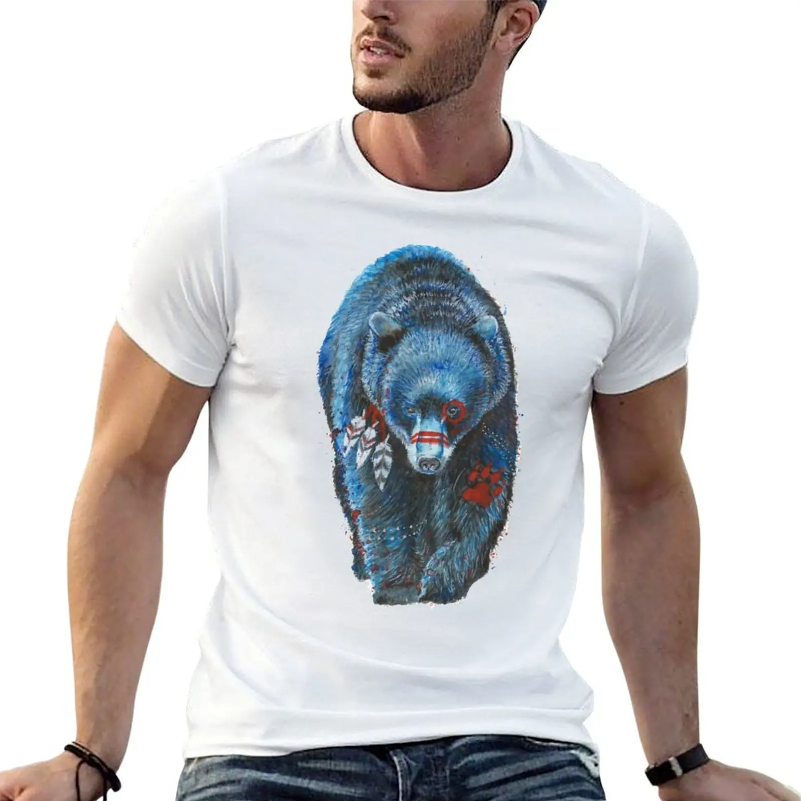 Native Bear T-Shirt tops blacks heavy weight t shirts for men