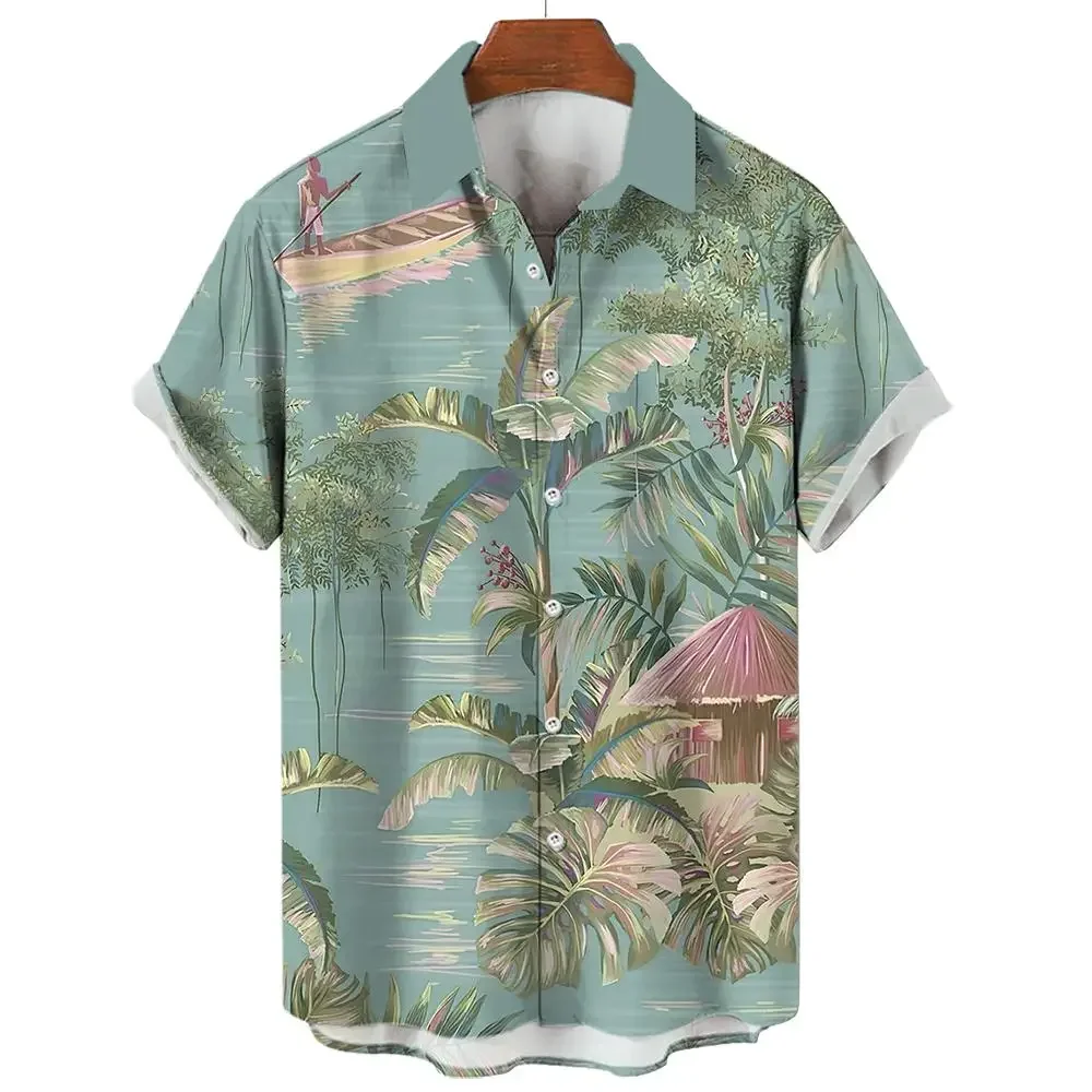 2024 pria hawaii kemeja 3D cetakan pohon kelapa grafis musim panas kemeja lengan pendek untuk gaya hawaii fashion unisex aloha kemeja