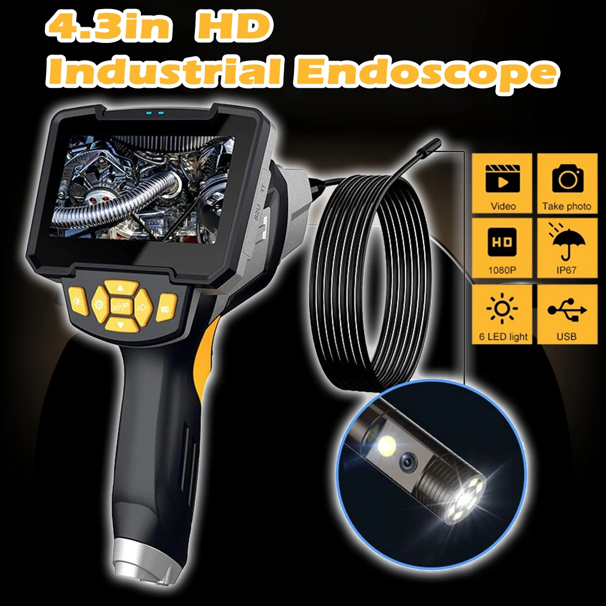 Industrial Piping Channel Sewer Inspection Video Automotive Professional Boroscope Endoscope Camera Endoscope Dual Lens For Cars