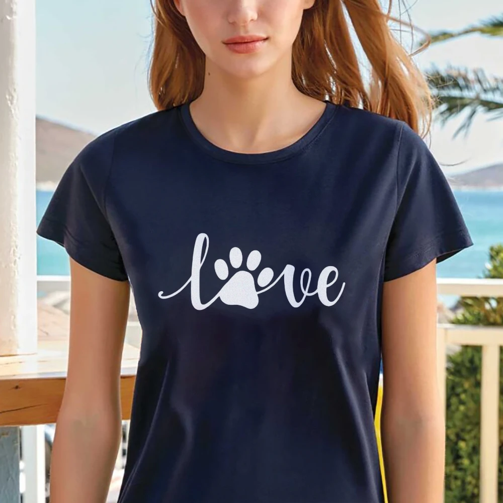Paw Loveกราฟิกตัวอักษรเสื้อขนาดใหญ่Streetwear Coolเสื้อผ้าฤดูร้อนสวมใส่ผ้าฝ้ายBreathable Topเสื้อ