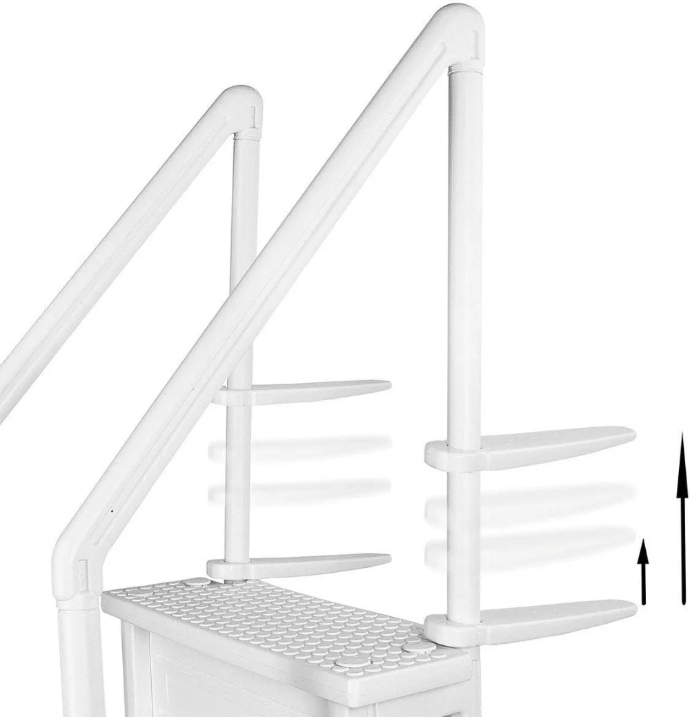 Pool Ladder 48" to 54" Above Ground Pool Step to Deck Step Ladder 4-Step Handle Slip Prevent, White