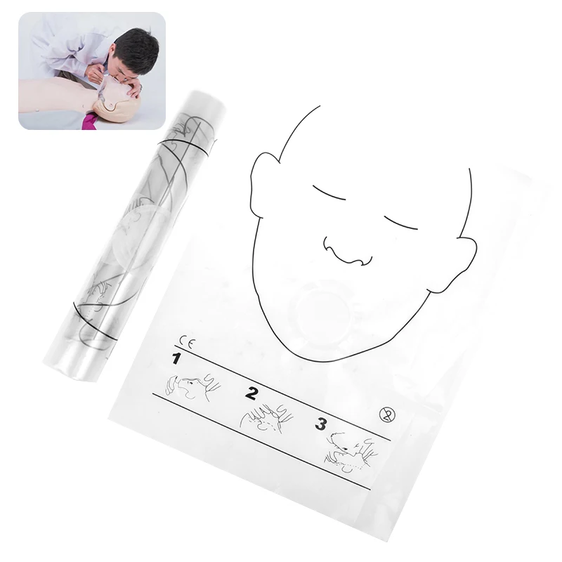 5/30PCS Disposable Breathing Mask CPR Training First Aid Resuscitator Mask CPR Face Shield Roll Rescue Kit Tool