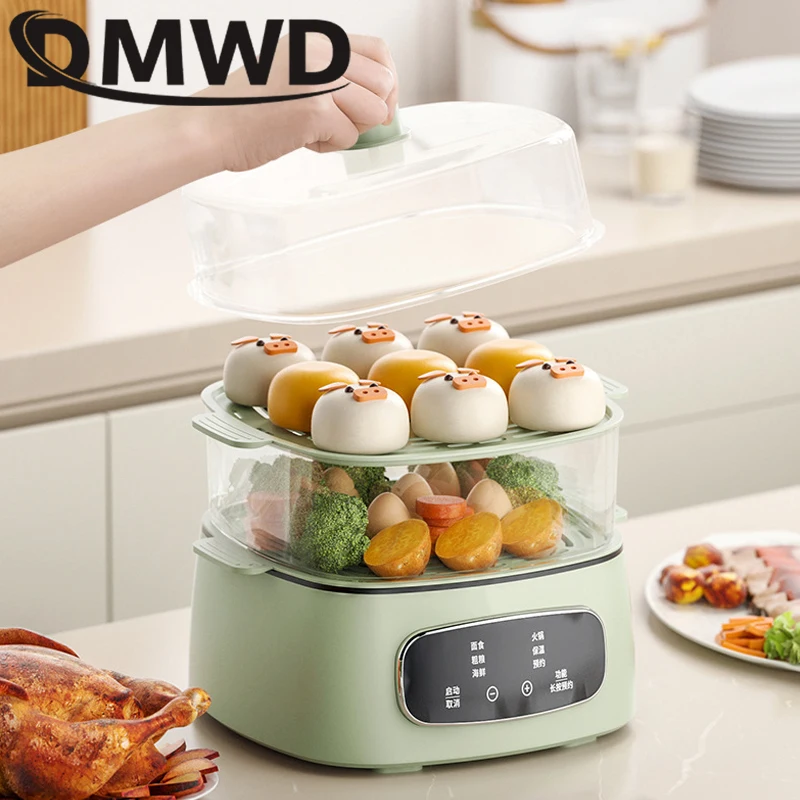 DMWD Multifunctional Electric Cooker Food Steamer Porridge Soup Stew Boiler Breakfast Machine Rice Cooking Hot Pot Roasting Pan