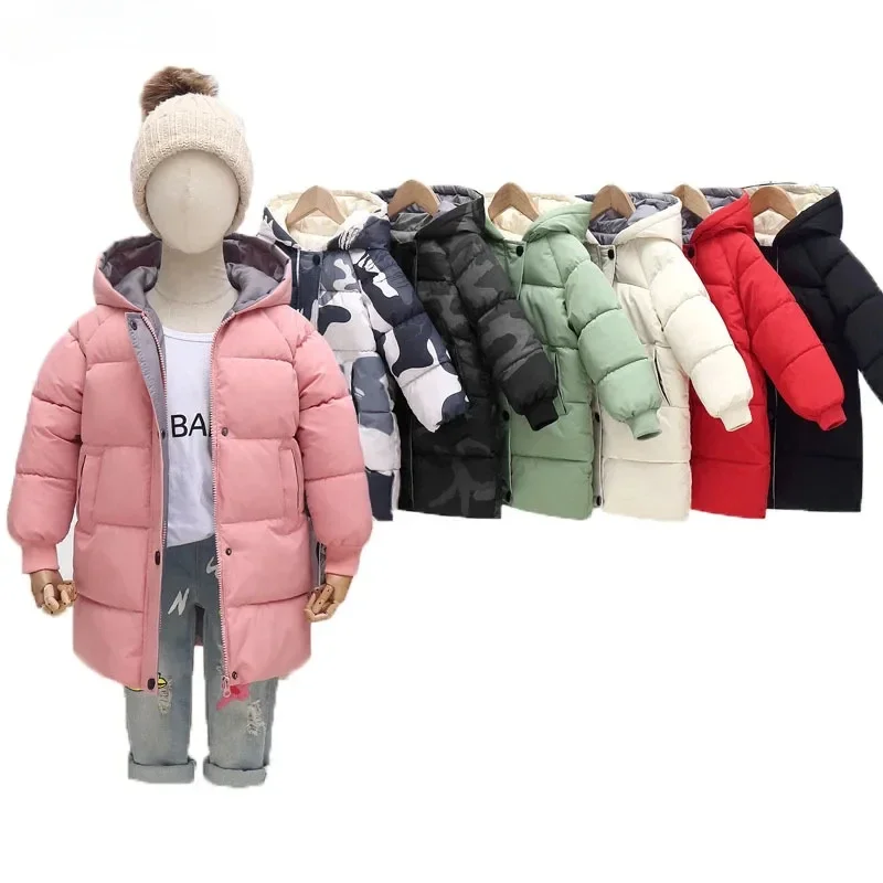 

Children Thicken Warm Hooded 3-10 Y Girls Down Jackets Outerwear Outfit Teen Boys Cotton Parka Coats Winter Clothes