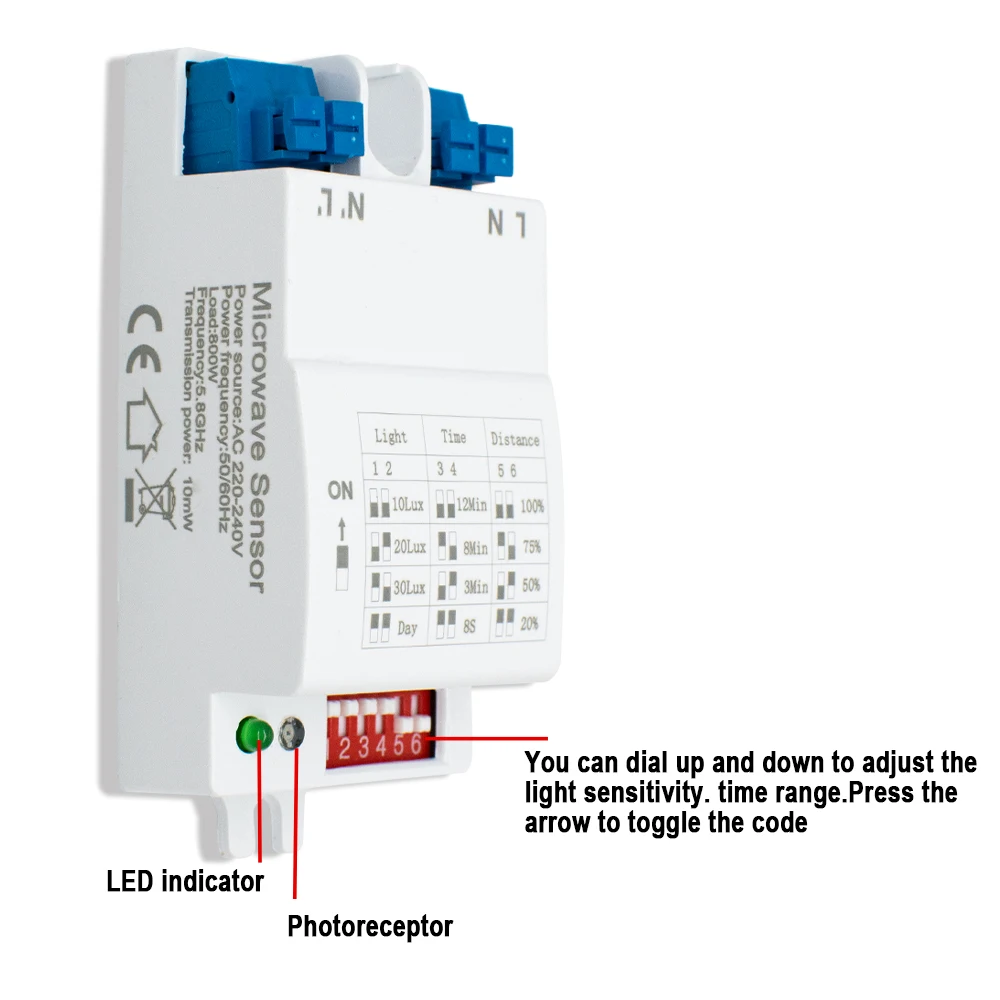 AC220-240V 5.8 جيجا هرتز الميكروويف رادار الاستشعار مصباح ليد مفتاح مستشعر DIP الرادار وحدة الاستشعار كاشف حركة