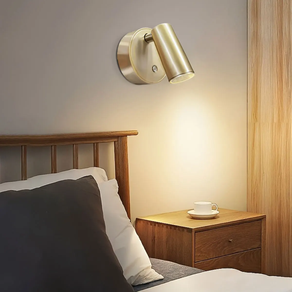 Mini LED Wall Light Magnetic USB Rechargeable Spotlight Wireless No Punch Reading Light With Touch Switch Dimmable Bedside Lamp