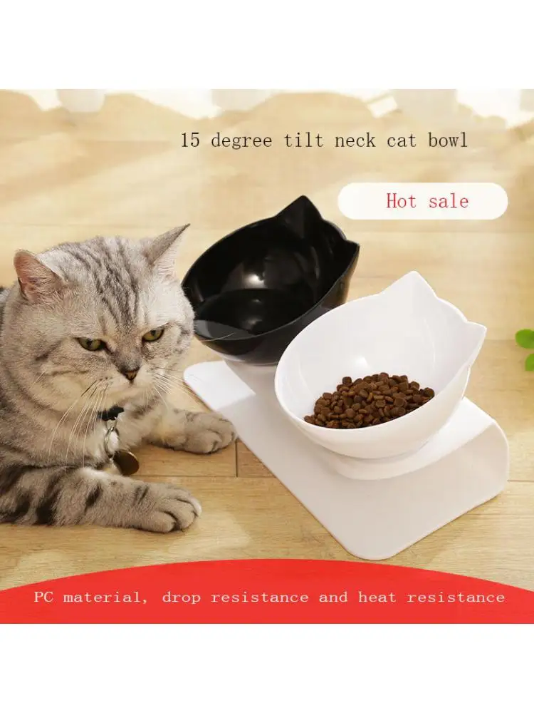 

Inclined Neck Protector Cat Bowl, Cat Food Bowl, Oblique Mouth Plastic Cat Double Bowl, Water Bowl, Dog Bowl, Pet Bowl