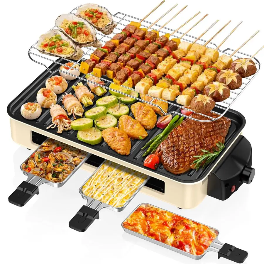 

Indoor Grill 1500W 2 in 1 Smokeless Indoor Grill for Kitchen with Nonstick Removable Grill amp Griddle Plate,Temperature Control
