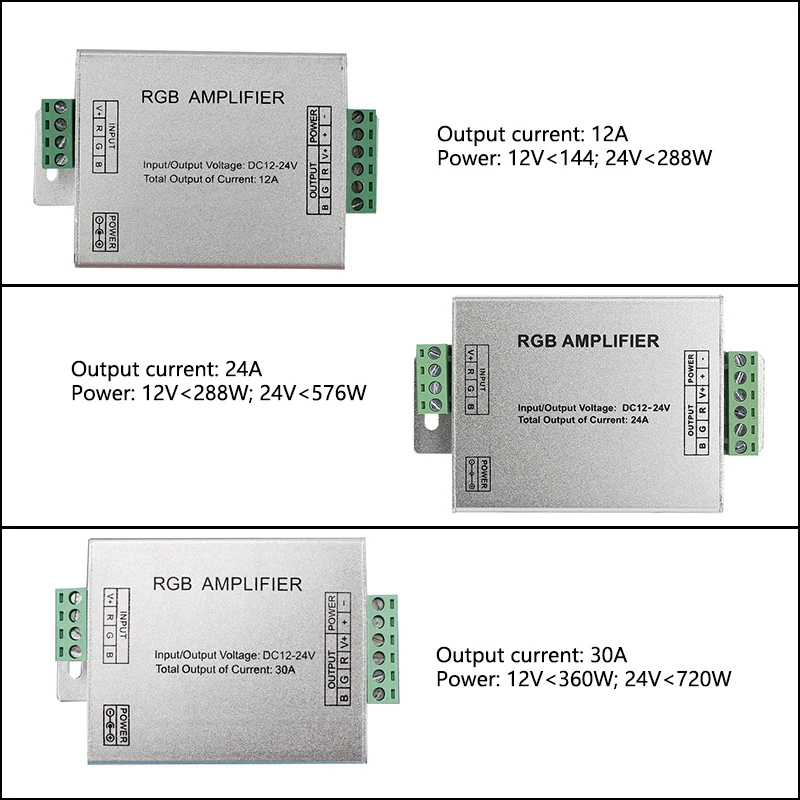 RGB LED Data Signal Power Amplifier 12A 30A 24A/3CH DC12-24V Dimmer Controller Expansion Repeater for LED Full Color Light Strip