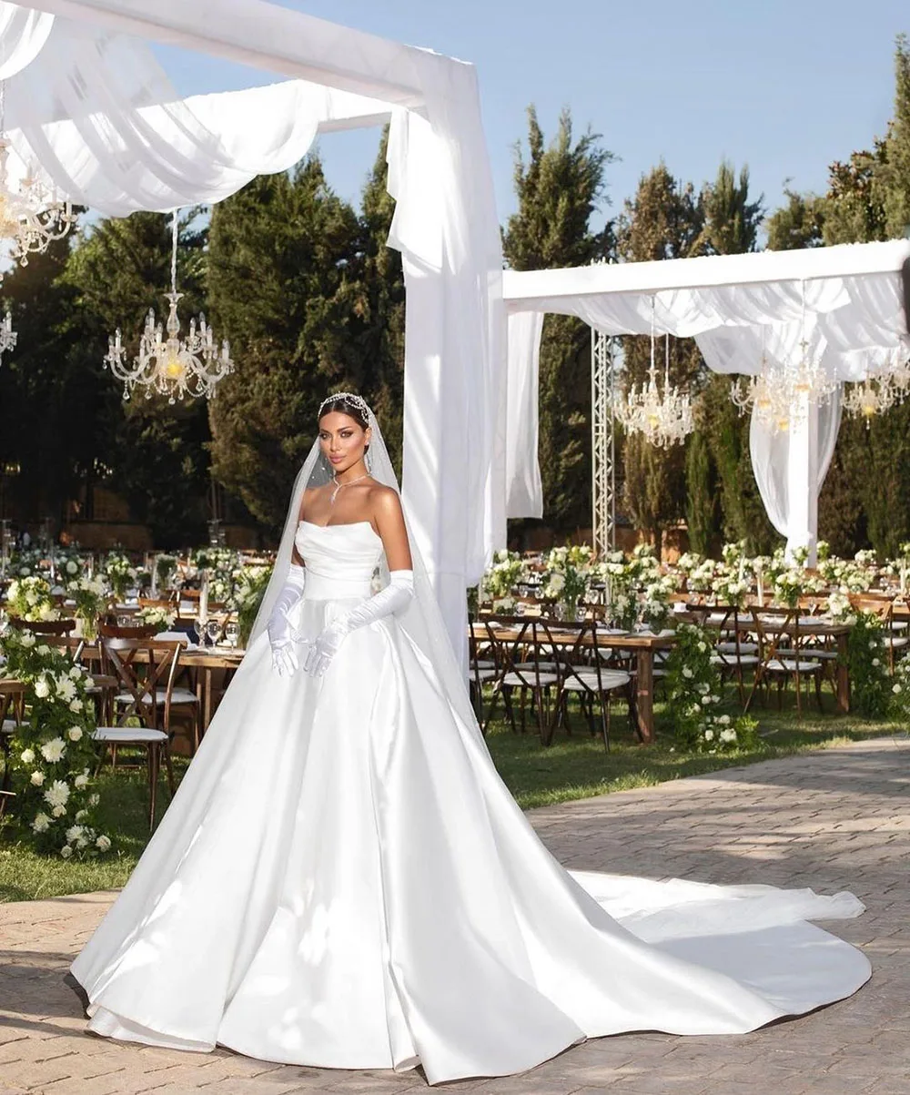 Sodigne cetim princesa real vestidos de casamento feminino uma linha sem mangas vestido de noiva vestidos de novia elegantes vestidos de casamento