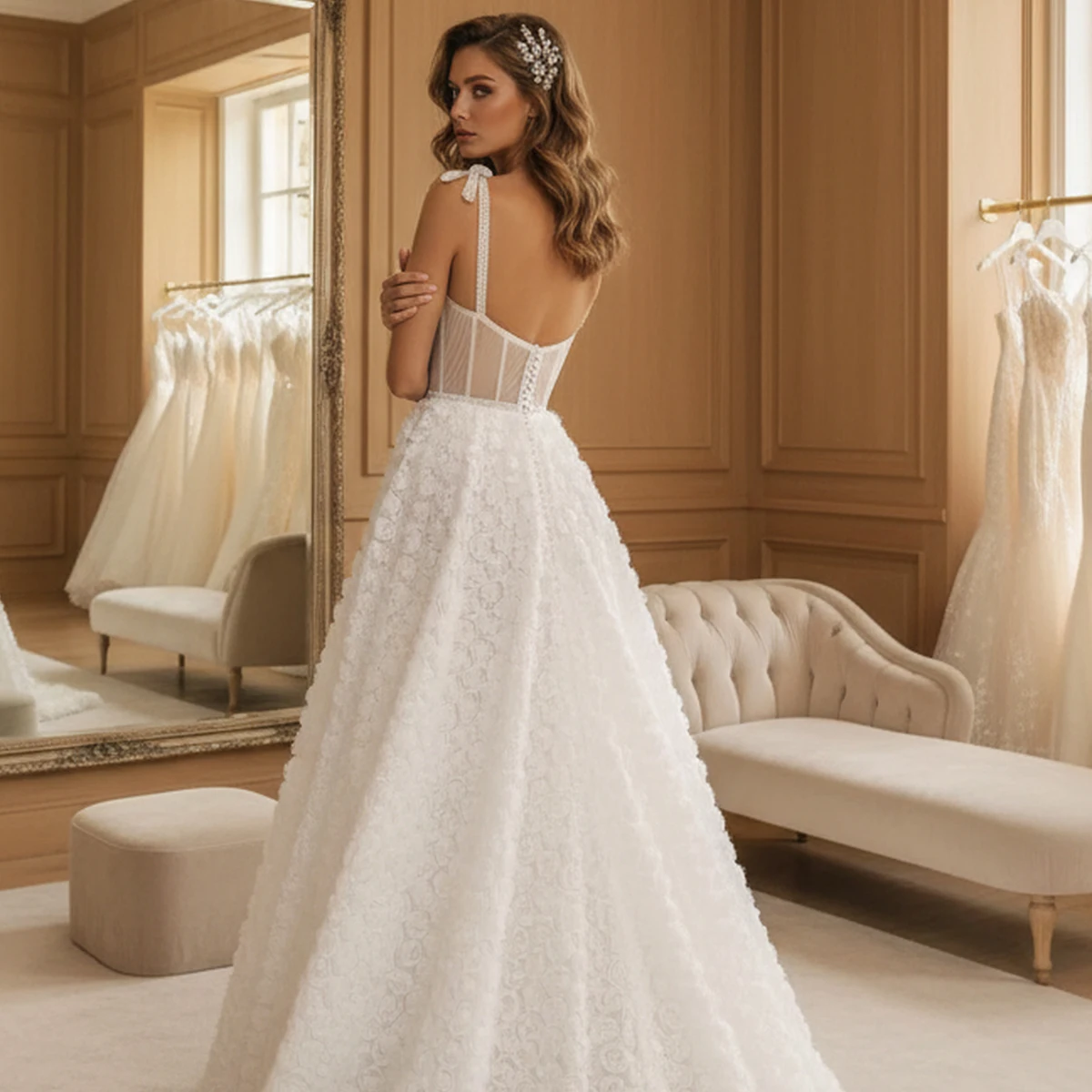 Eenvoudige bloem lieverd tule baljurk trouwjurken voor bruid lang een lijn gezwollen bruidsjurk voor bruid vestidos novia