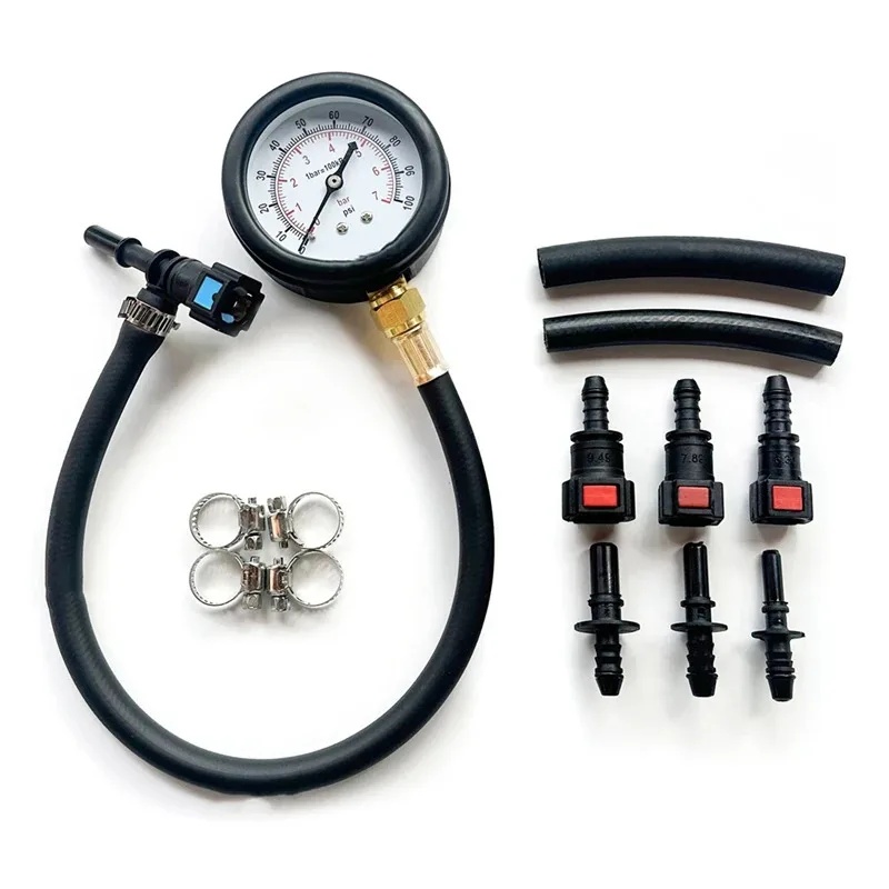 

Fuel Pressure Test Kit Fuel Injection Pump Pressure Tester Metal+Rubber For Car, Motorcycle, Truck