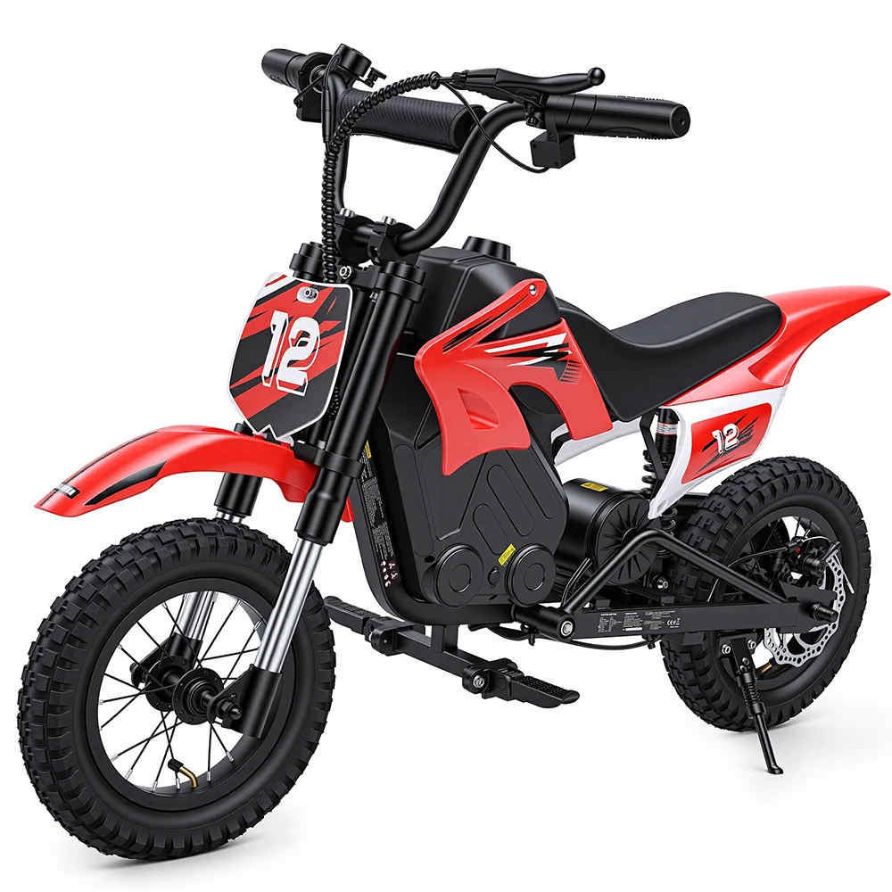 A12 Kids E-Moto Speelgoed met 350W Motor, 22km Bereik, 36V5.2Ah Batterij, 3 Snelheden, Dubbele Remmen, Schokdempers, LED Verlichting voor Buitenpret - afbeelding 2