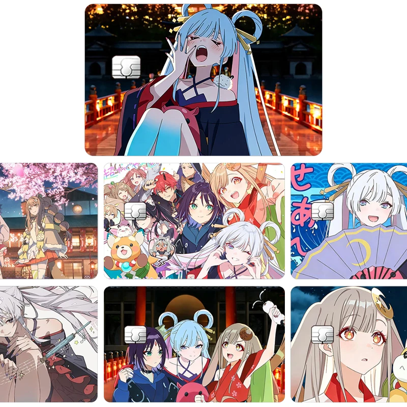 

Лазерные наклейки для кредитных карт «Космическая принцесса Кагуя»: милые мультяшные персонажи Ячийо и Рунами, аниме-декор для документов студентов, нашивки в стиле Химе