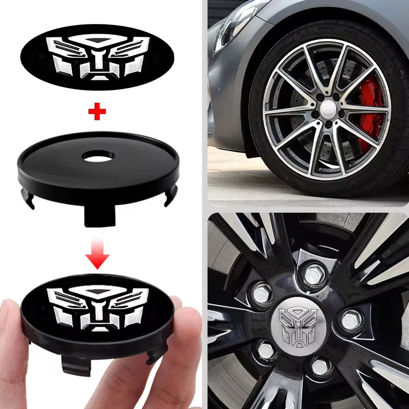 4pcs/set 56+60mm Autobot Emblem Car Wheel Center Cap Hub Covers Badge For HONDA TOYOTA BMW KIA Chevrolet FORD LEXUS