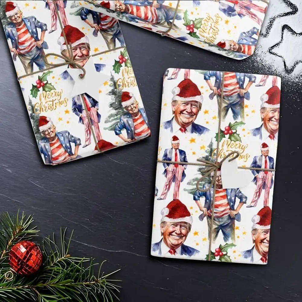 Creative Unique Donald Trump Wrapping Paper Funny Santa Claus President Gift Wrap Christmas Tree Santa Wrap Paper Party Supplies