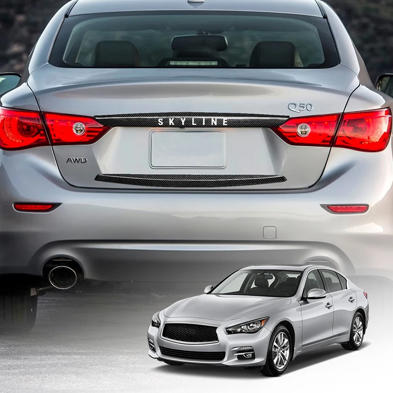 

ES Carbon Fiber Trunk Tailgate Trim Strip for Infiniti Q50 Q50S Q50L 2014-2017 Carbon Fiber Exterior Accessories