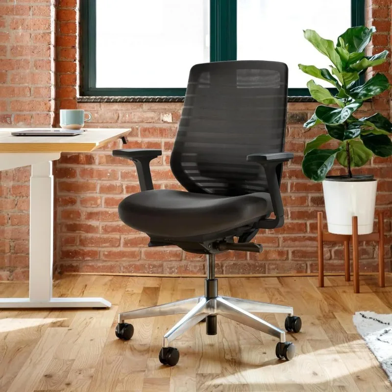 Ergonomic Chair - A Versatile Desk with Adjustable Lumbar Support, Breathable Mesh Backrest, and Smooth Wheels