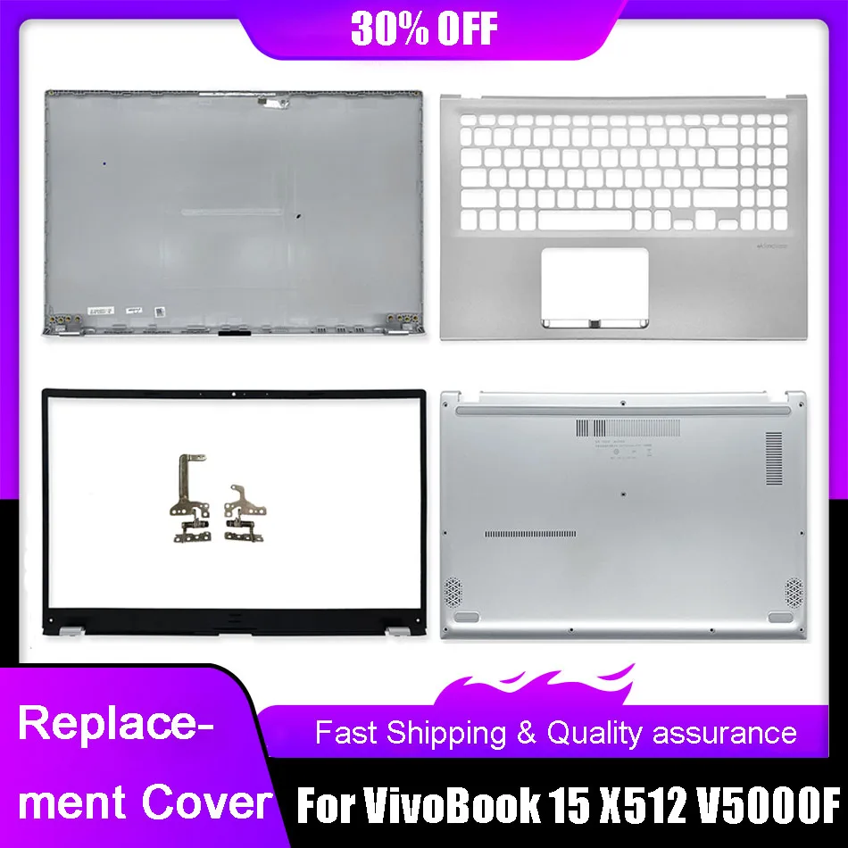 

Новая задняя крышка для ноутбука ASUS VivoBook 15 X512 V5000F X512F A512 A512F F512, передняя подставка для рук, Верхняя Нижняя подставка, строгая петля, серебристая