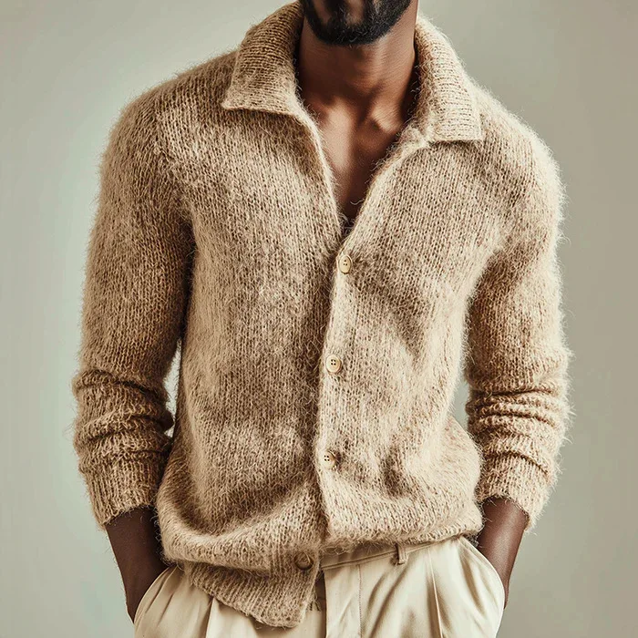 Autumn and Winter New Casual Long-sleeved Sweater Cardigan European and American Casual Men's Knitted