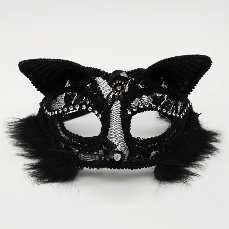 Masque de scène de cosplay d'Halloween pour filles, lapin, accessoires de scène, déesse du sexe, masque sexy en dentelle, masque facial animal chat