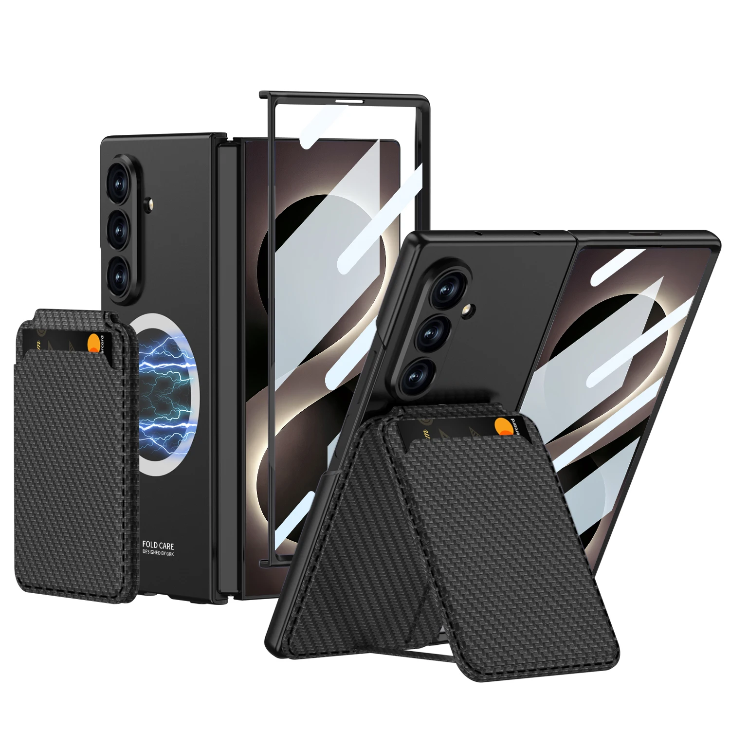 For Samsung Galaxy Z Fold 8 Ultra 5G Case Luxury Matte Leather Card Bag With Tempered Film Shockproof Back Cover Accessories