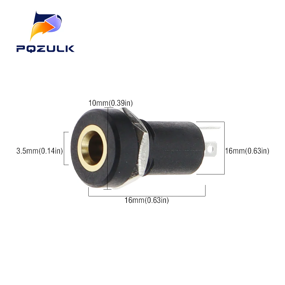 5PCS PJ392A 3.5MM Audio Jack Socket 3 Pole Black Stereo Solder Panel Mount Gold With Nuts PJ-392A