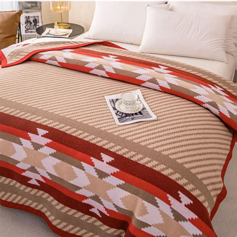 100% Wool Blanket 1.5*2/1.8*2/2*2.3m Warm Comforter Red Wool Blankets for Winter Spring Autumn Bedding Sofa Dormitory Camping
