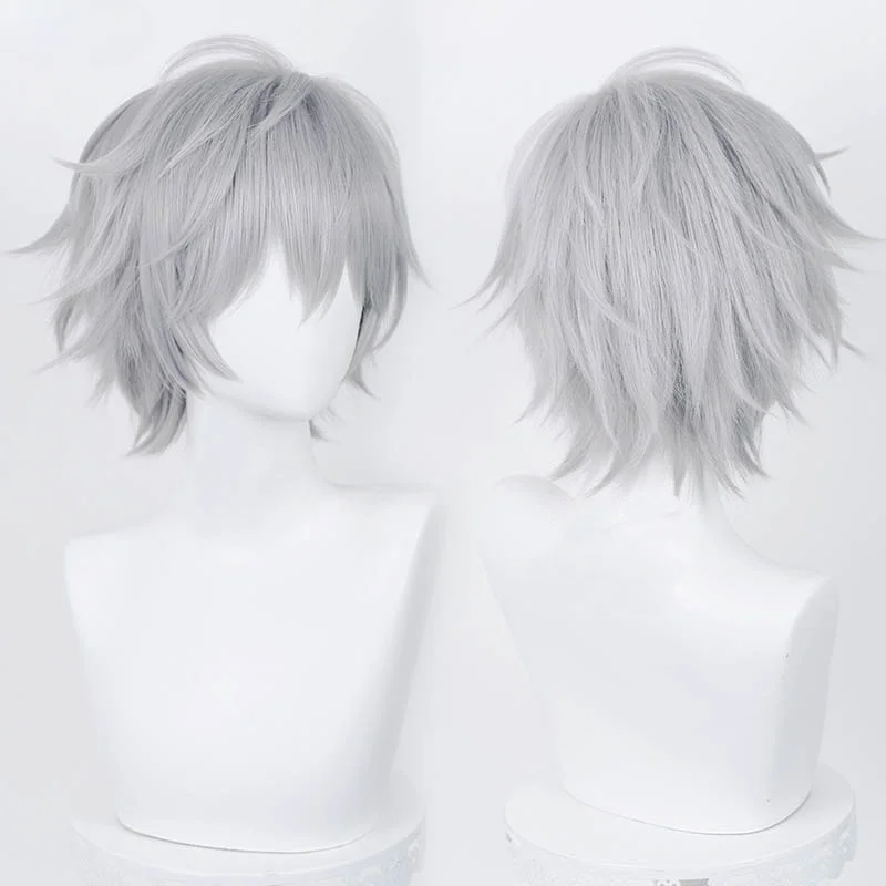 Kaworu Nagisa Cosplay Wig Anime EVA Short Purple Silver Grey Heat Resistant Synthetic Hair Halloween Wigs