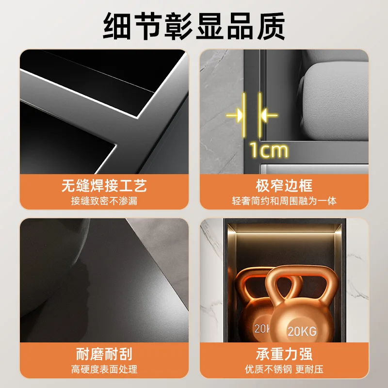 304 stainless steel niche bathroom multi-layer embedded toilet toilet bathroom finished TV metal niche cabinet