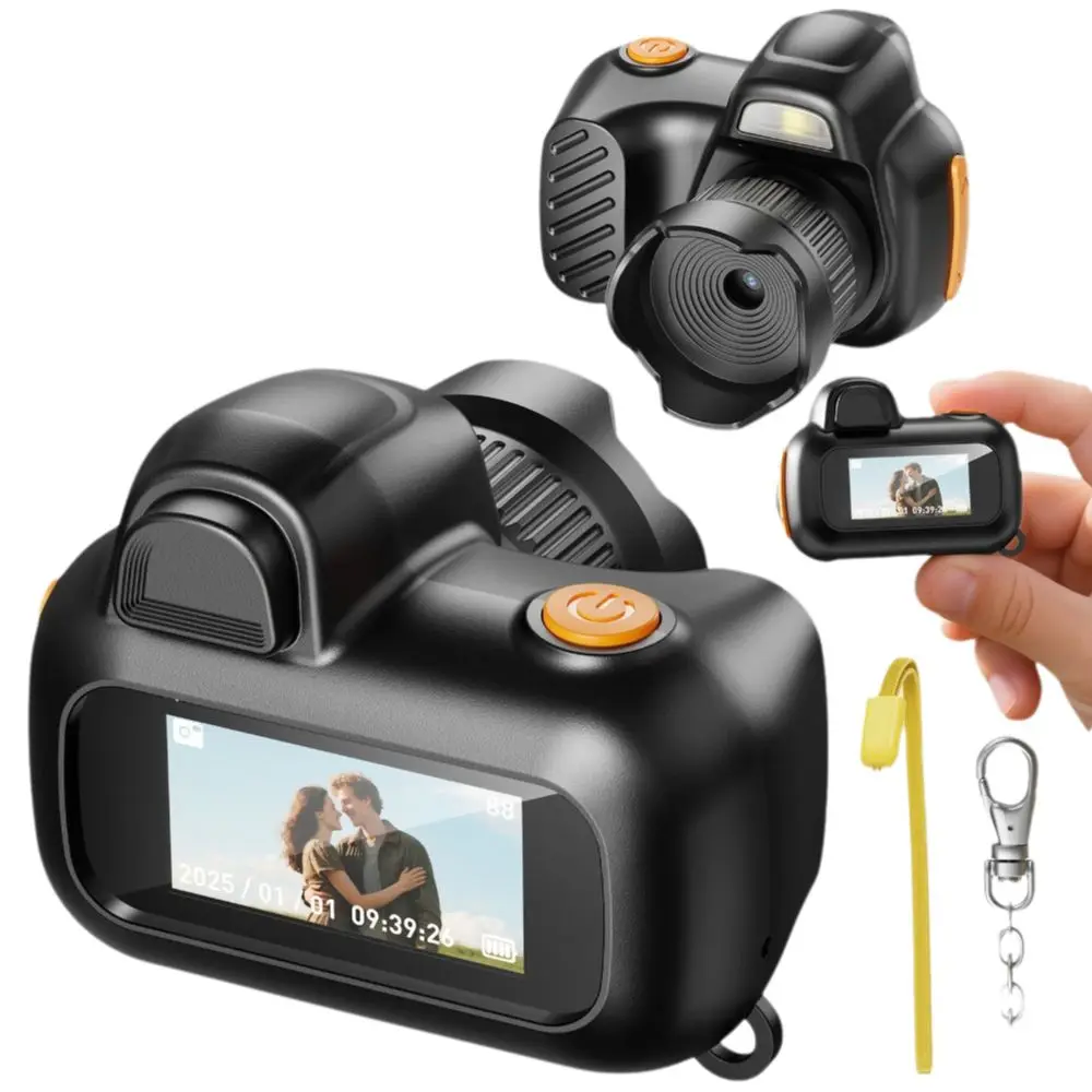 ABS Material Mini Camera with Keychain Single Lens Camera TF Card Supported Mini Thumb Camera with Keychain 1.47-inch LCD Screen