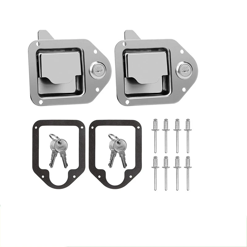 

Truck Tool Box Latch G-Lock Tool Box Lock Steel + Key Door Latch Handle For RV Truck ATV Box Silver 2Piece