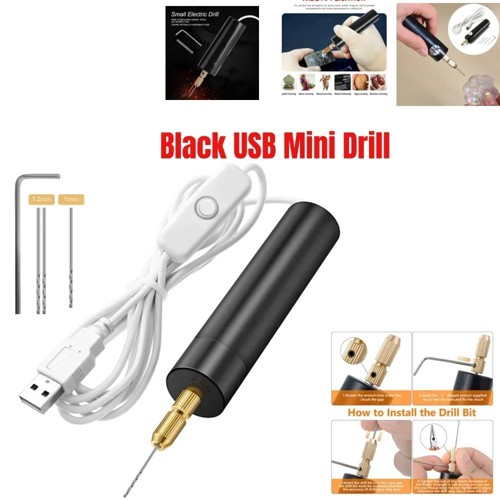 Mini Ferramenta de Perfuração Elétrica Broca Portátil para Fazer Jóias de Resina Caneta de Gravura Artesanal Ferramenta de Chave de Fenda Usb Diy