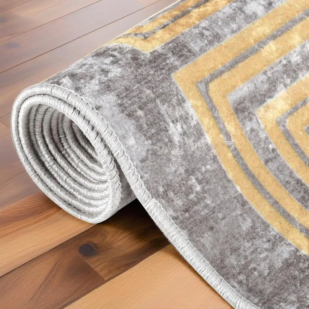 Washable Grey Area Rug 190x300 cm with Anti-Slip Backing - Perfect for Home Decor