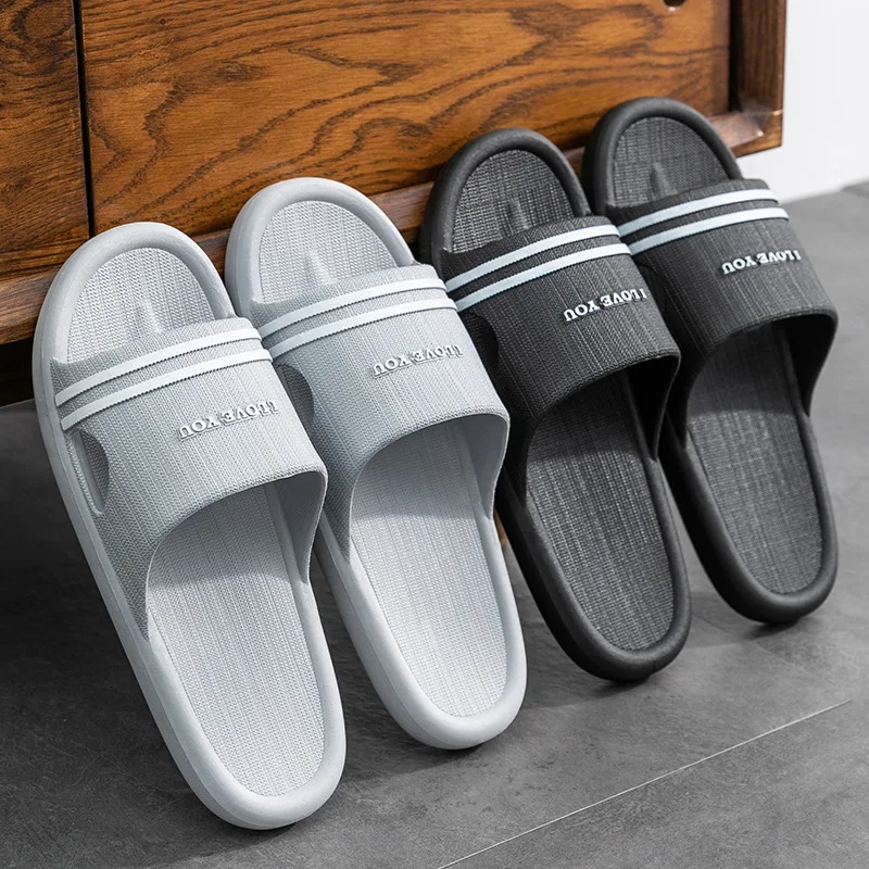 Home Slippers Bath Summer Men's Flip Flops Couple Non-Slip Deodorant Soft Bottom Home