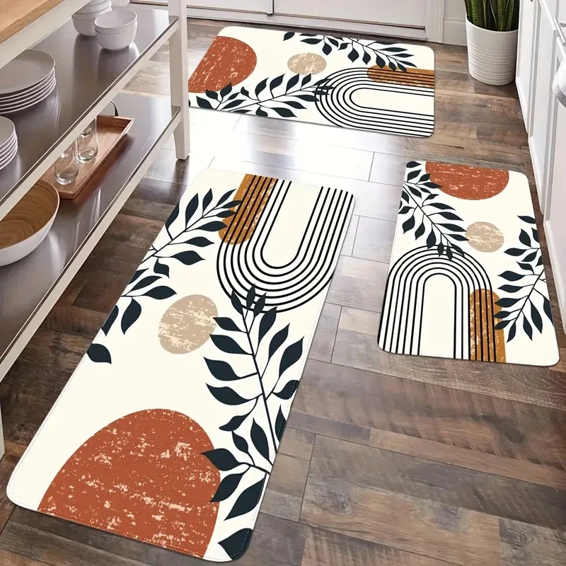 1PC, leaf idyllic ins wind bedroom door carpet mat, absorbent non-slip kitchen bathroom bathroom floor mat, can wash home decora