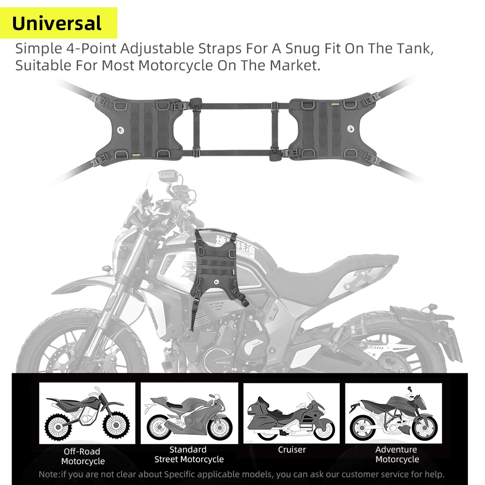 Rhinowalk Motorcycle Tank Bag Side Hanging System Motor Tank Side Bag Base With MOLLE System Outdoor Travel Motorbike Accessory